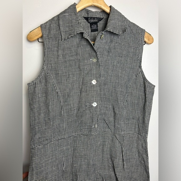 VTG Rafaella Y2K Size 8 100% Linen Checkered Black -White Cottage Holiday Edgy - Picture 3 of 15